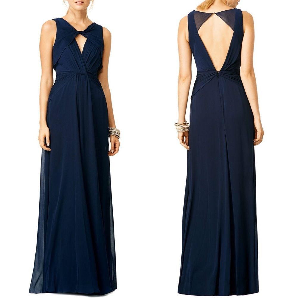 Badgley Mischka Navy Petunia Gown, Maxi, Excellent, Size 2 - Picture 16 of 16